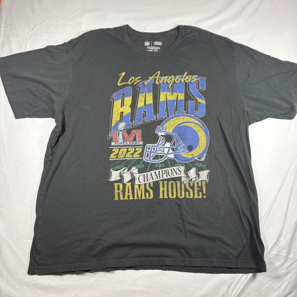 NFL Los Angeles Rams Super Bowl LVI Champions T-Shirt Mens 3XL Tall Black 2022